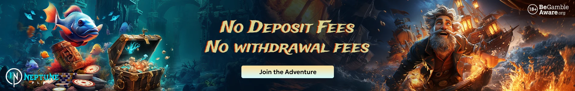 NeptunePlay Casino — no deposit or withdrawal fees, fast pound payouts